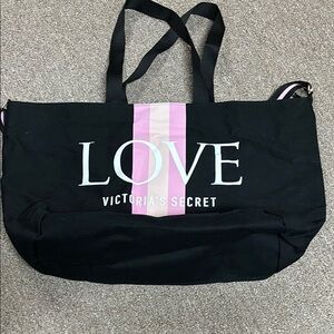 Victoria's Secret Black and Pink Tote Bag